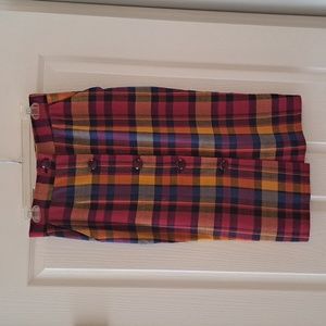 Vintage handmade multi-colored plaid skirt, size small-med.
